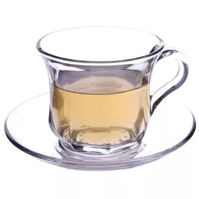 স্বচ্ছ কাচের চায়ের কাপ  পিরিছ সেট-৬ পিছ কাপ,৬ পিছ পিরিছ  #Design cup set - Image 1