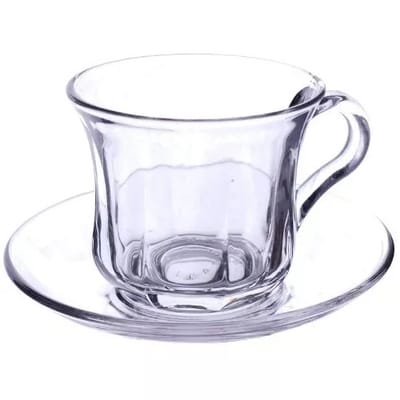 স্বচ্ছ কাচের চায়ের কাপ  পিরিছ সেট-৬ পিছ কাপ,৬ পিছ পিরিছ  #Design cup set - Image 2