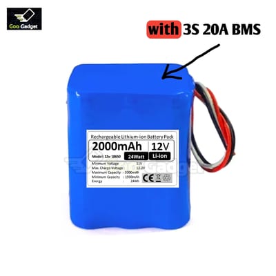 12V 2000mAh 18650 Lithium-Ion Battery Pack