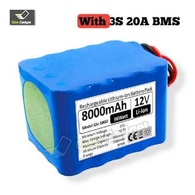 12V 8000mAh 18650 Lithium-Ion Battery Pack