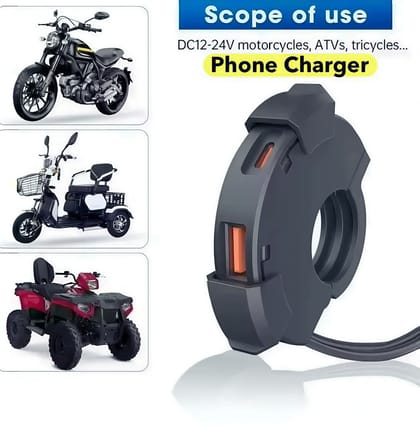 Universal Motorcycle Handlebar Phone Fast Charger-ডুয়াল USB ফাস্ট চার্জার (QC 3.0 + PD 3.0)