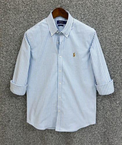 Ralph Lauren Polo Slim Fit Sky Blue Striped Oxford Shirt