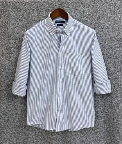 Tommy Hilfiger Slim Fit Blue Striped Oxford Shirt