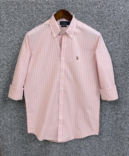 Ralph Lauren polo Slim Fit Pink Striped Cotton Shirt