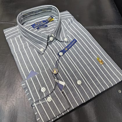 Ralph Lauren polo Slim Fit Steel Grey Striped Oxford Shirt