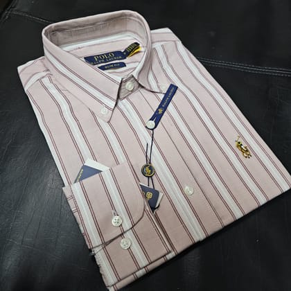 Ralph Lauren polo Slim Fit Mauve Multi-Stripe Cotton Shirt