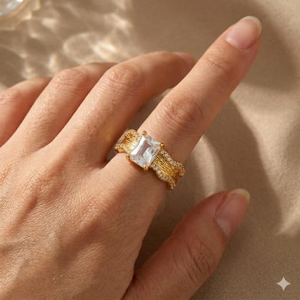 Micro zircon design ring