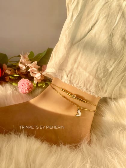 Dual layer love shell anklet premium