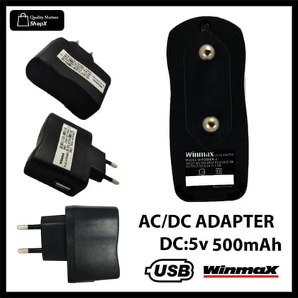 Winmax AC/DC Power Adapter USB Charger - Black