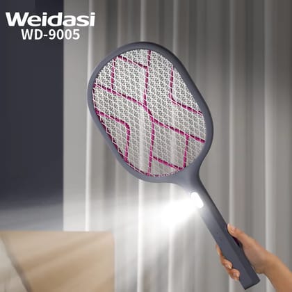 Weidasi WD-9005 Mosquito Bat 3 Layers Safe Electric Mesh Rechargeable Mosquito Killing Swatter Insect Fly Trap Racket With Led Light