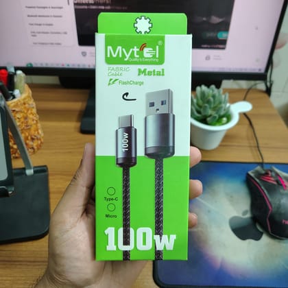 Mytel 100w Braided Fast Charging Cable Data Cable