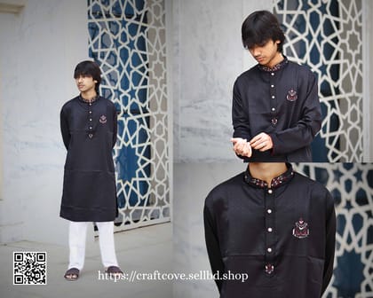 Premium Black Karchupi Panjabi