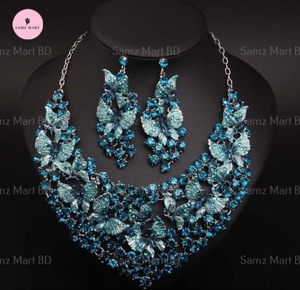 Luxury Butterfly Stone Necklace and Earring set