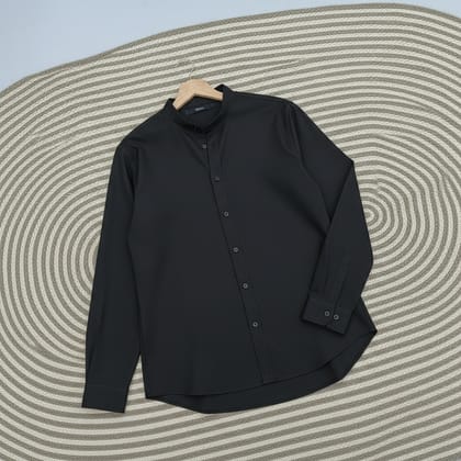 Formal Black Band collar shirt for men