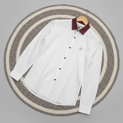 Trendy red white contrast shirt 0089