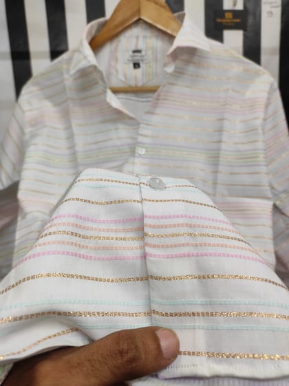 Premium solid with stripe shirt (white)