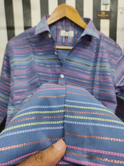 Premium solid stripe shirt (deep sky)