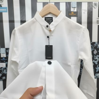 Band colar white shirt for unisex!