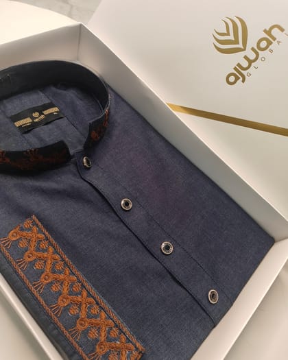 Ajwah Rustic Indigo Panjabi-A3A140