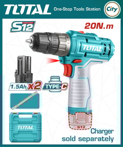 ১২ ভোল্ট কর্ডলেস ড্রিল মেশিন TOTAL TDLI12206