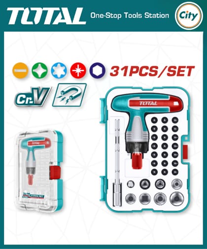 ৩১ পিস টি হ্যান্ডেল রেঞ্চ স্ক্রু ড্রাইভার সেট TOTAL TACSD30316
