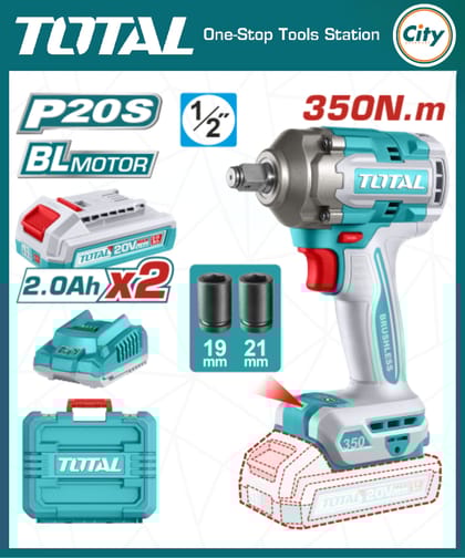 ২০ ভোল্ট লিথিয়াম আয়ন ব্রাশলেশ মটর 350N ইমপ্যাক্ট রেঞ্চ TOTAL TIWLI2035