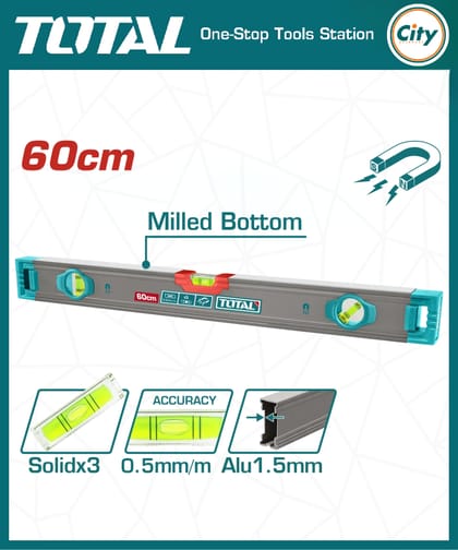 ২৪ ইঞ্চি স্পিরিট লেভেল শক্তিশালী চুম্বক সহ TOTAL TMT26028M