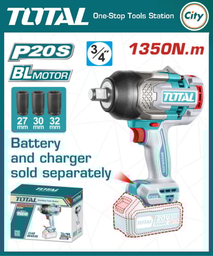 ২০ ভোল্ট ১৩৫০ এন কর্ডলেস ইমপ্যাক্ট রেঞ্চ ব্যাটারি ছাড়া TOTAL TIWLI201351