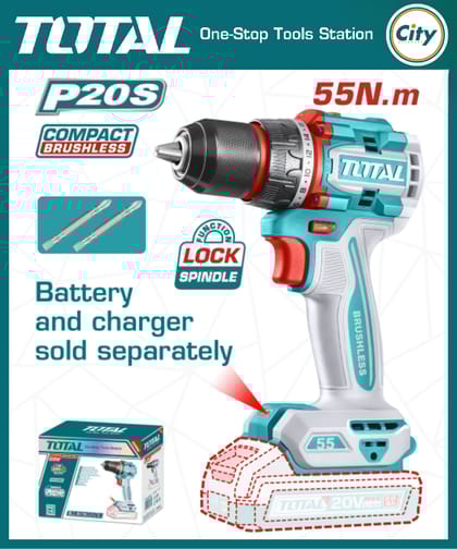 ২০ ভোল্ট কর্ডলেস ড্রিল ৫৫ এন কমপ্যাক্ট ব্রাশলেস (ব্যাটারি ও চার্জার ছাড়া) TOTAL TDLI205581