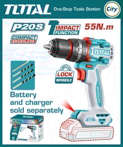 ২০ ভোল্ট কর্ডলেস ড্রিল ৫৫ এন ইমপ্যাক্ট কমপ্যাক্ট ব্রাশলেস (ব্যাটারি ও চার্জার ছাড়া) TOTAL TIDLI205581