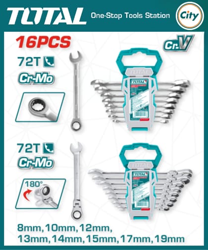 ১৬ পিস র‍্যাচেট স্প্যানার সেট TOTAL THT103RK166