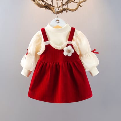 Imported ❄️ Baby Girls’ Winter Fleece-Lined Dress Set – Two-Piece Outfit