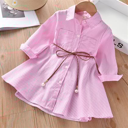 Imported 🌈 Girls’ Spring Autumn Stripe Dress – Fashion Toddler Kids Outfit