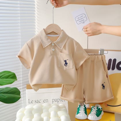 Imported👕 Boys’ Summer Polo Short-Sleeve Set – Stylish Solid Color Two-Piece Outfit