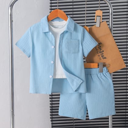 Imported 👔 Boys’ Summer School Style Suit – Short Sleeve Shirt & Shorts Set