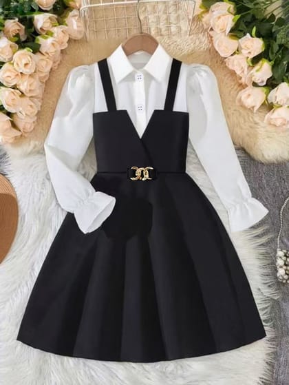 Imported🎓 Girls’ School Style Two-Piece Dress – Long Sleeve Shirt Collar Outfit (Spring/Autumn/Winter)