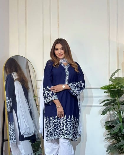 Blue Embroidered Set