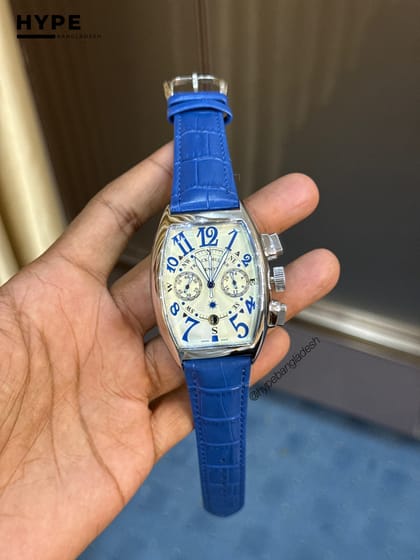 Franck Muller Quartz Chronograph Leather Belt (Blue)