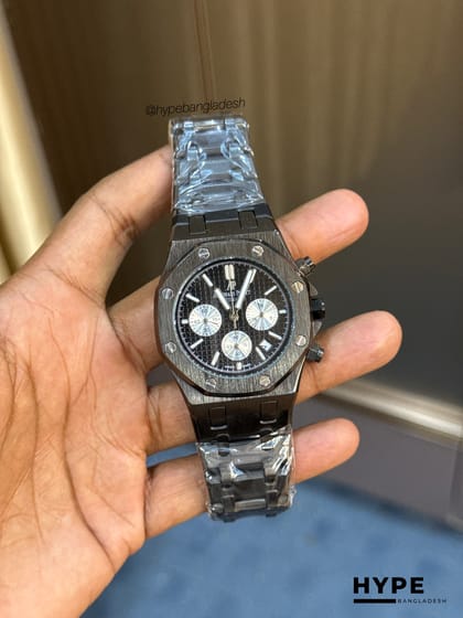AP Quartz Chronograph Chain (Black-Silver)