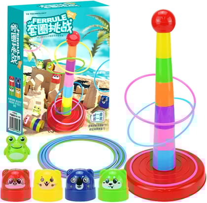 Kids 3-in-1 Colorful Ring Toss Game & Stacking Toy | Learning & Skill Development Toy for Toddlers
