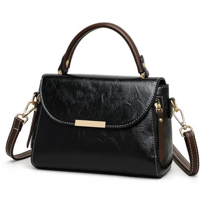 Vintage Textured Leather Crossbody Satchel for Women.