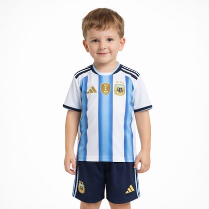 Kids Boy Premium Argentina Football World Cup 2026 Jersey Set (1 to 6 years)