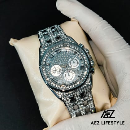 Iced Out Watch Silver Color Unisex