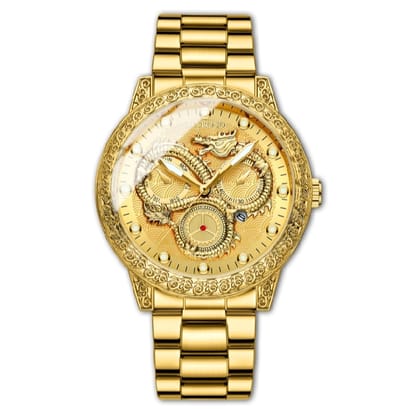 BINBOND B3030 Embossed Special Dragon Luminous Waterproof Quartz Watch For Men