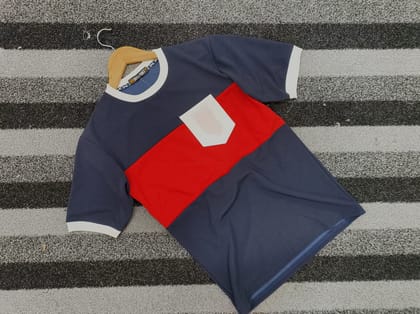 Nevy & Red Contrast Drop-Sholder