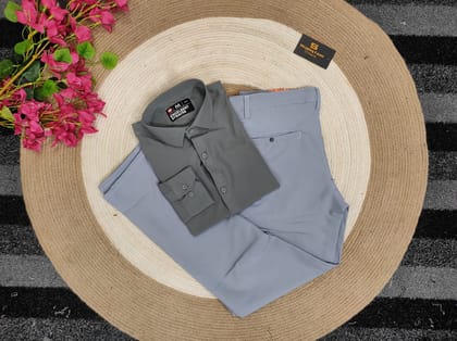 Deep Ash shirt with Ash formal pant combo