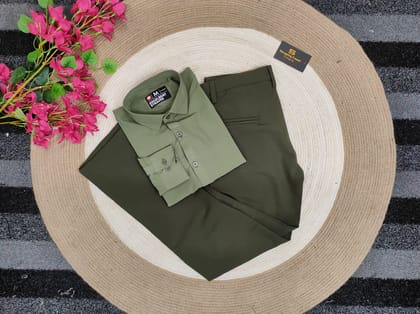 Olive green shirt with Olive formal pant combo