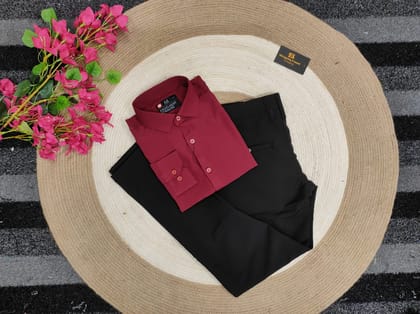 Maroon shirt with black formal pant combo