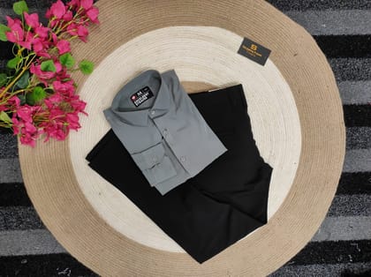 Deep Ash shirt with black formal pant combo