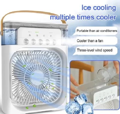 Air Cooler Fan 3 in 1 Mini Portable Fan Humidifier with 7 Colors LED Light